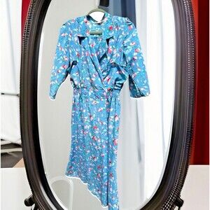 Christina Grant Vintage Dress -Women's Medium?- Light Blue Floral‎ -Cottagecore